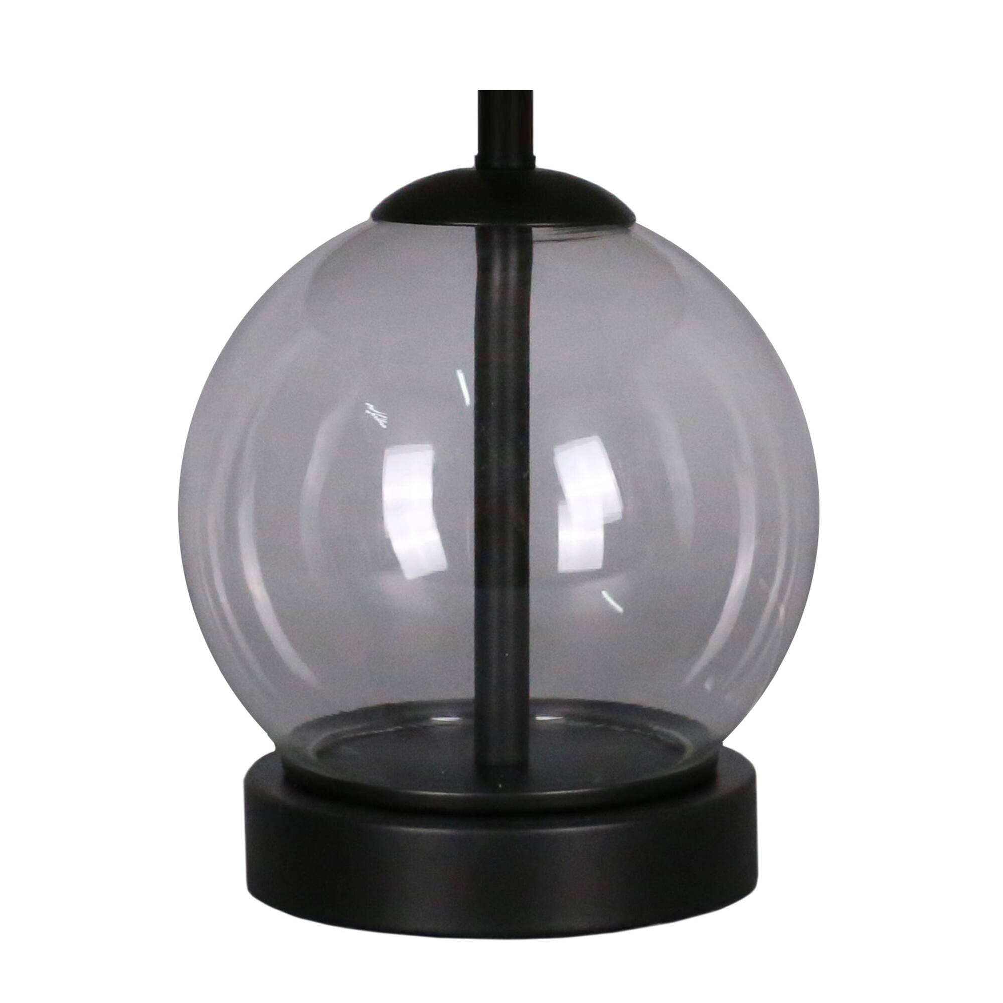14" Black Metal & Glass Table Lamp with Natural Fabric Shade by Ashland®